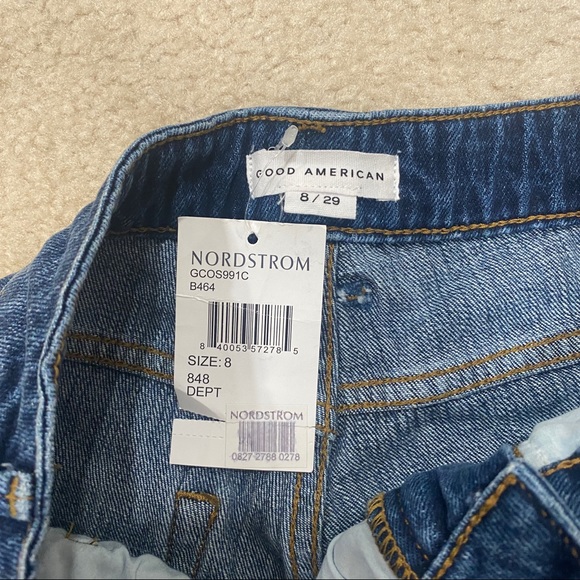 NWT GOOD AMERICAN Cutoff High Waist Denim Shorts Blue 8 - Picture 3 of 5